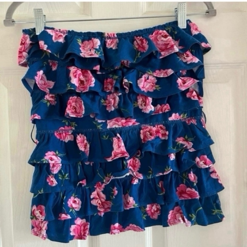 Abercrombie & fitch y 2k floral ruffle tube top early 2000s retro